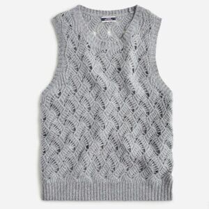 J. Crew Cashmere Pointelle Sweater Vest Shell - Grey Women's Medium - Like New